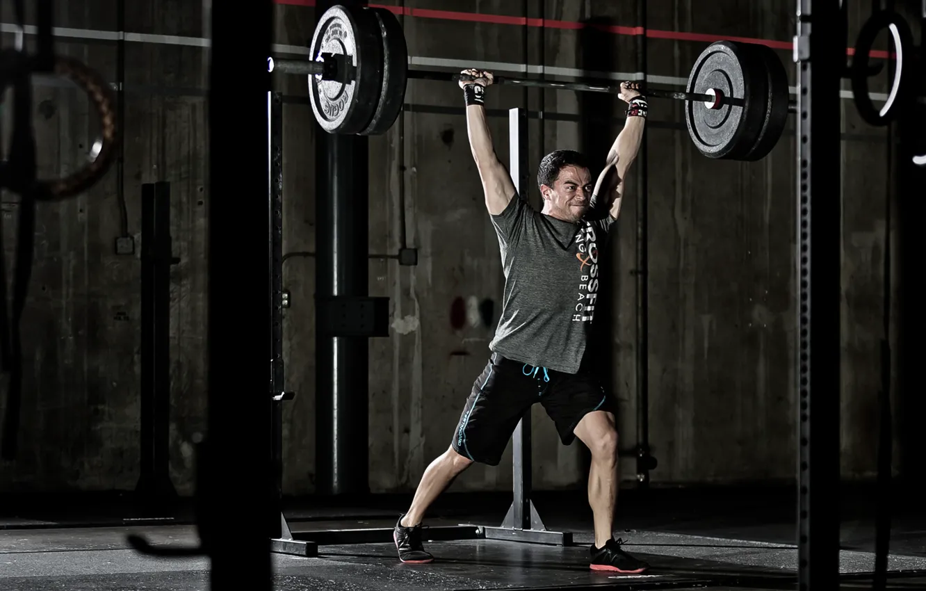 Photo wallpaper man, strength, weight lifting