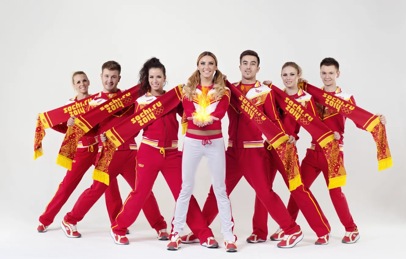 Photo wallpaper Sochi 2014, the Olympic flame, The XXII Winter Olympic Games, Alina Artts, Olympic dance