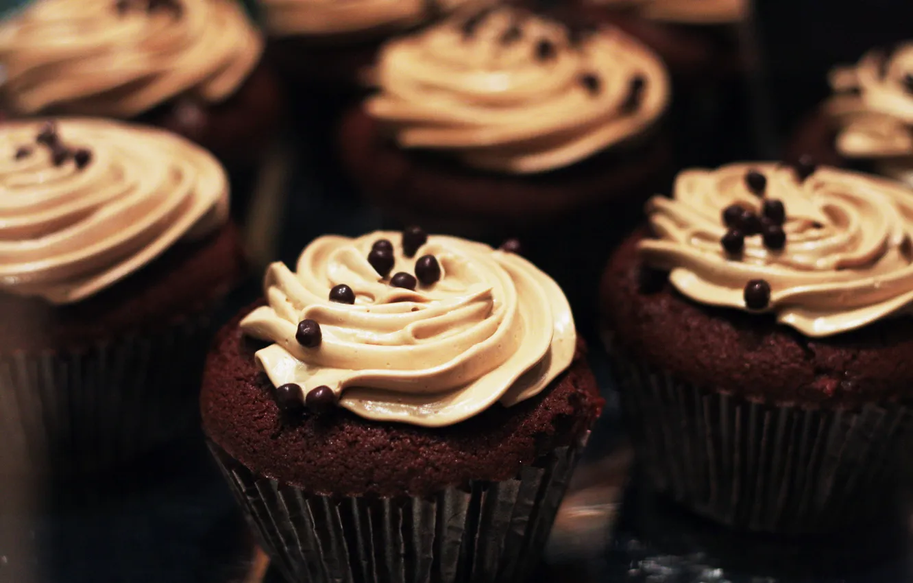 Photo wallpaper cream, dessert, sweet, cupcakes