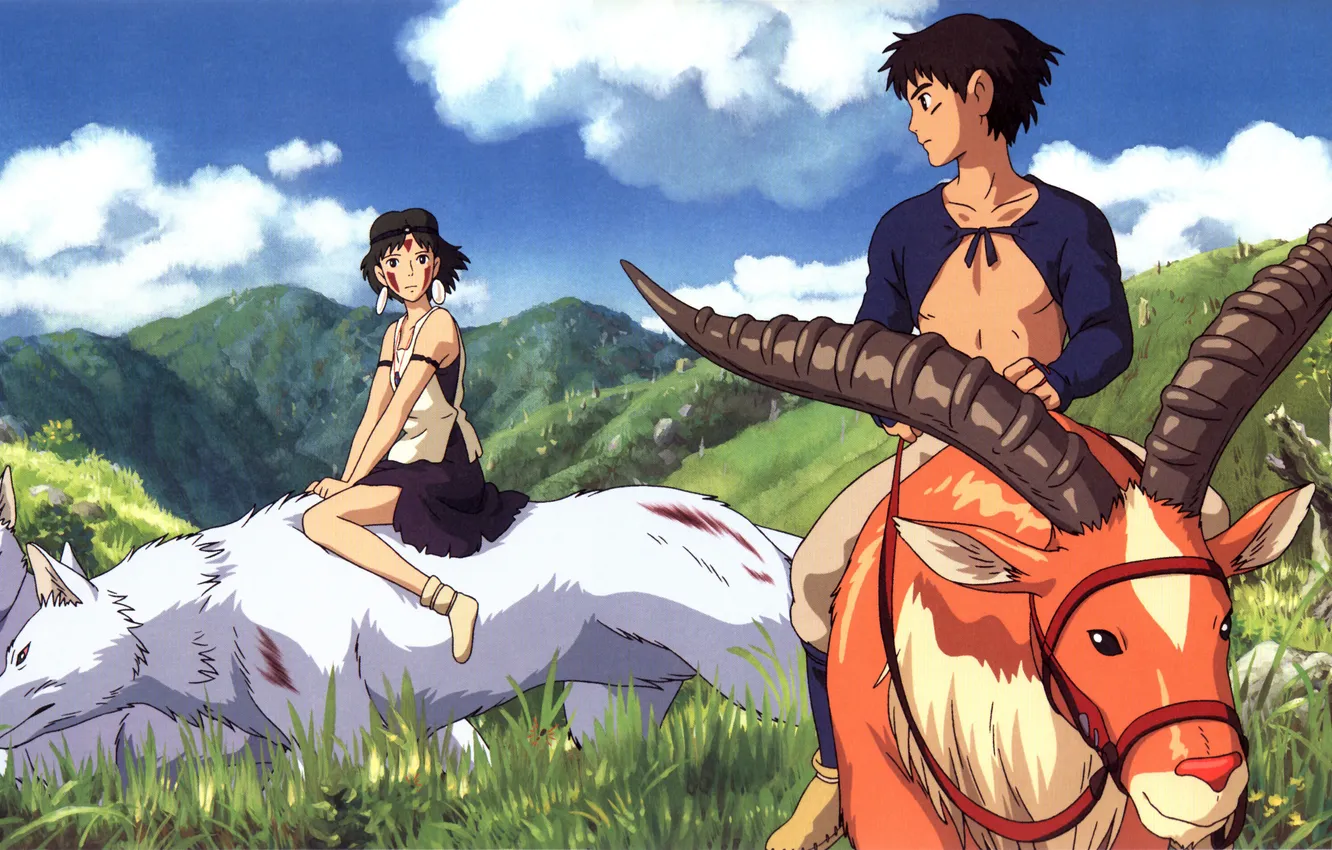 Photo wallpaper Moreau, San, Ghibli, Princess Mononoke, MIRAMAX, Miyazaki, Ashitaka