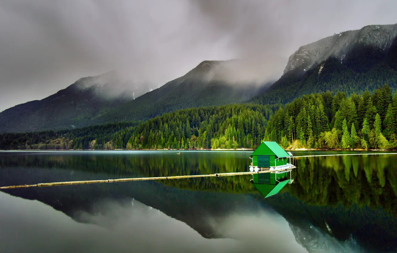 Photo wallpaper forest, mountains, nature, lake, British Columbia, Capilano Lake, North Vancouver