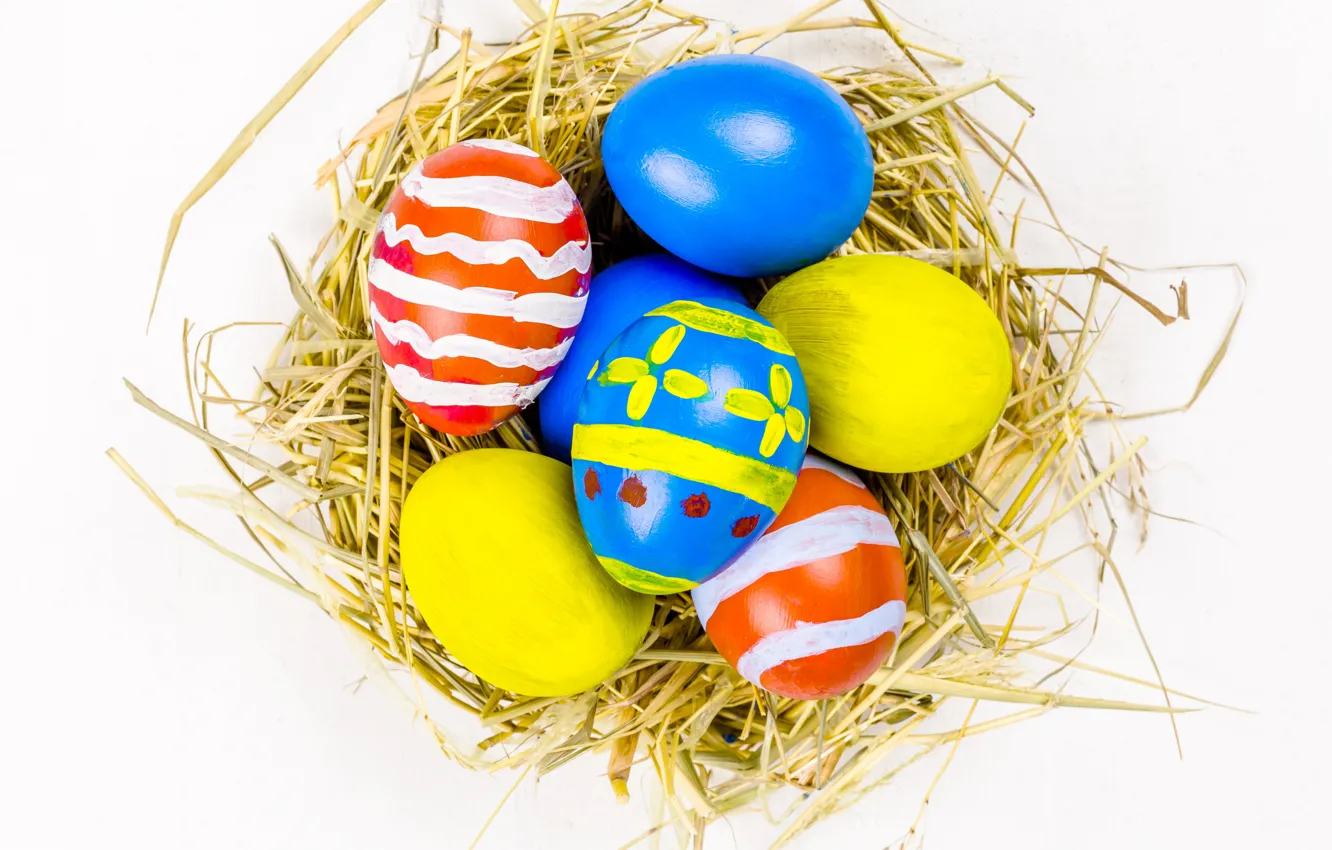 Photo wallpaper holiday, eggs, Easter, socket, straw, garland, flags, Easter