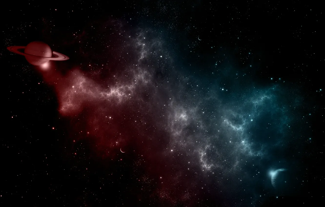 Photo wallpaper space, stars, light, paint, planet, colors, galaxy, space