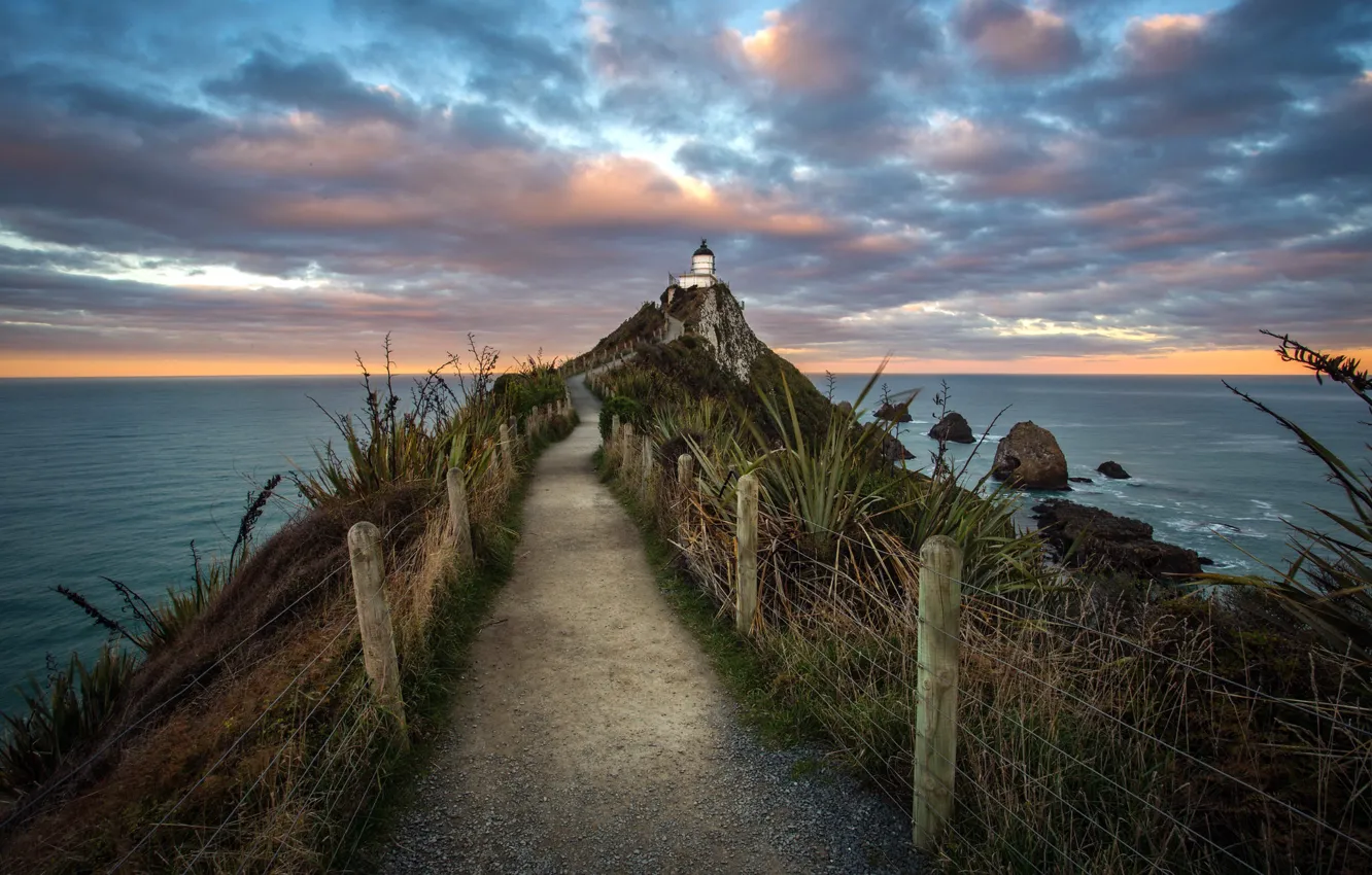 Photo wallpaper New Zealand, South Island, East Coast, Nugget Point Lighthouse