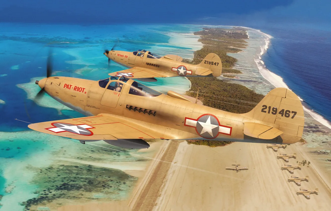 Photo wallpaper P-39Q, US Air Force, P-39 Airacobra, combat aircraft