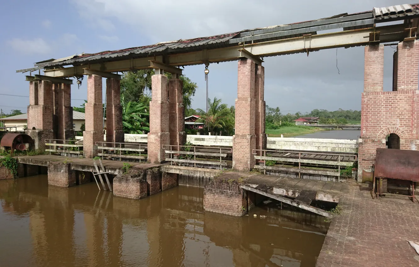 Photo wallpaper Suriname, Paramaribo, Polder, Lookout