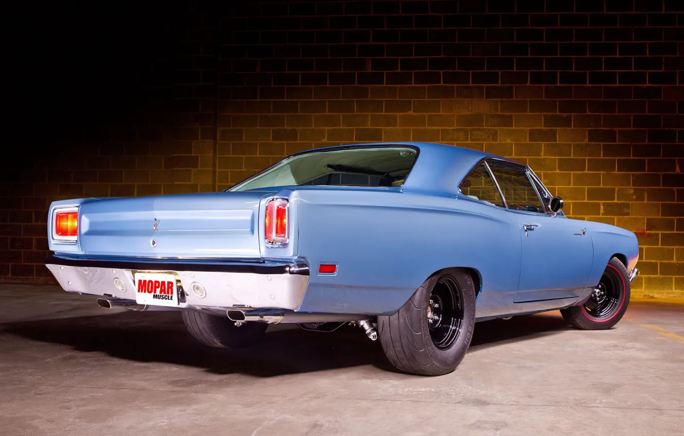 Photo wallpaper blue, coupe, classic car, Plymouth Road Runner