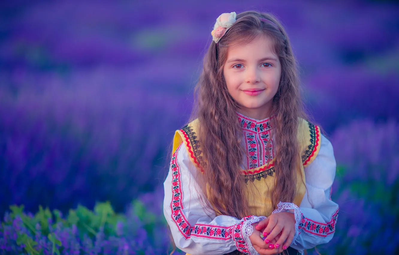 Photo wallpaper field, summer, flowers, nature, pose, mood, bouquet, dress