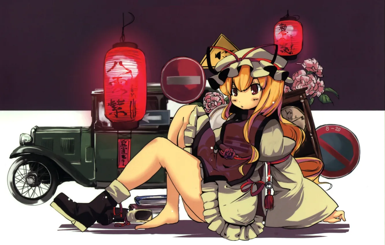 Photo wallpaper auto, boots, signs, cap, long hair, touhou, art, strikingly is wait