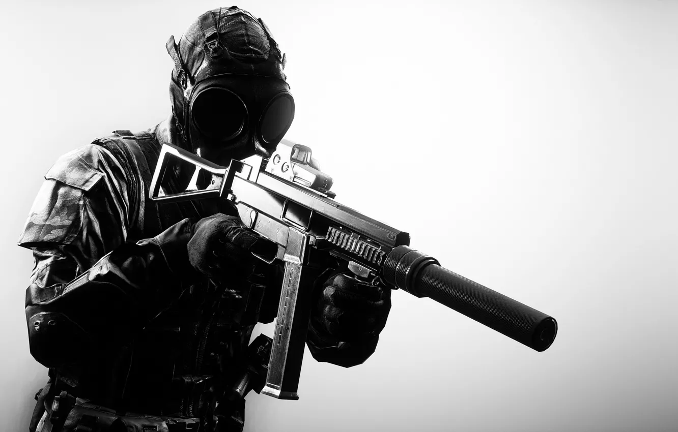 Photo wallpaper weapons, background, soldiers, gas mask, equipment, Battlefield 4