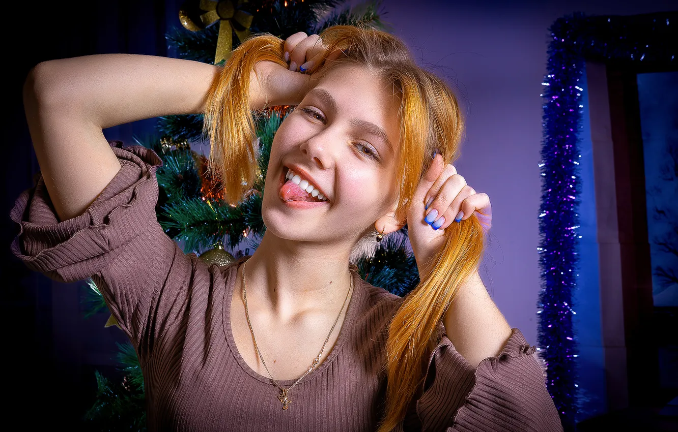 Photo wallpaper positive, red hair, Veronica, good mood, cutie, fun, playful, queer