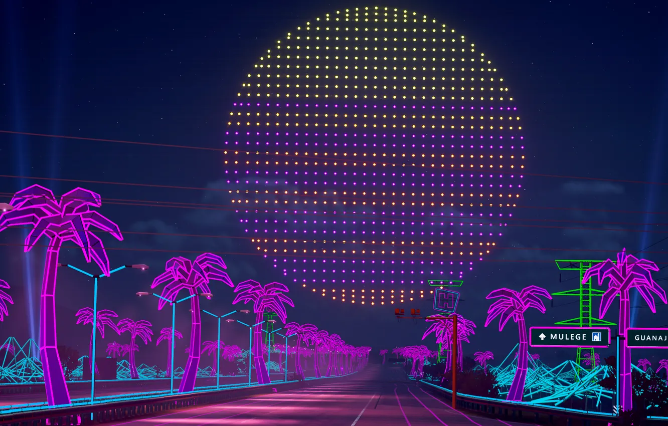 Photo wallpaper horizon, forza, forza 5, Retrowave, Forza Horizon, Synthwave, Sintav, Retrouve