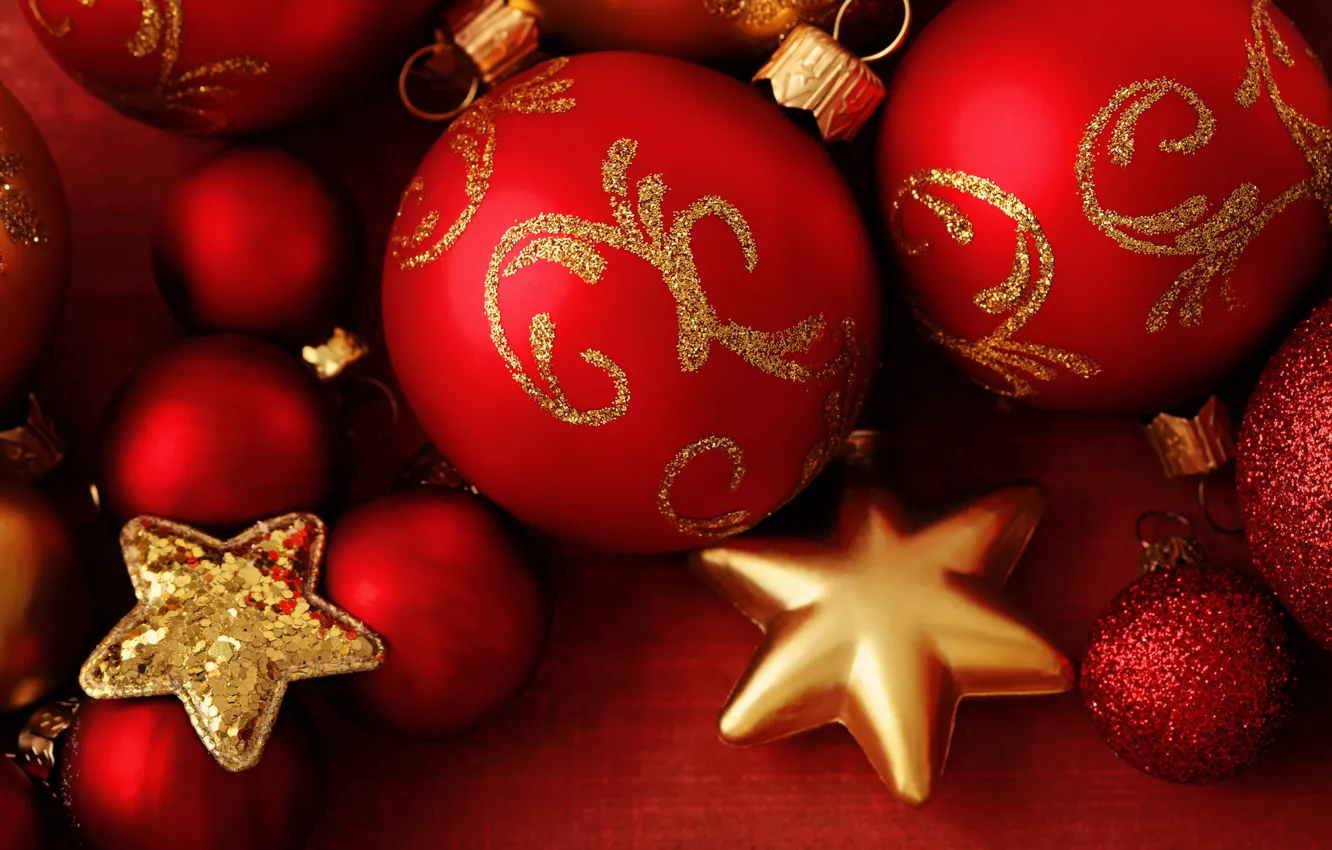 Photo wallpaper stars, balls, decoration, toy