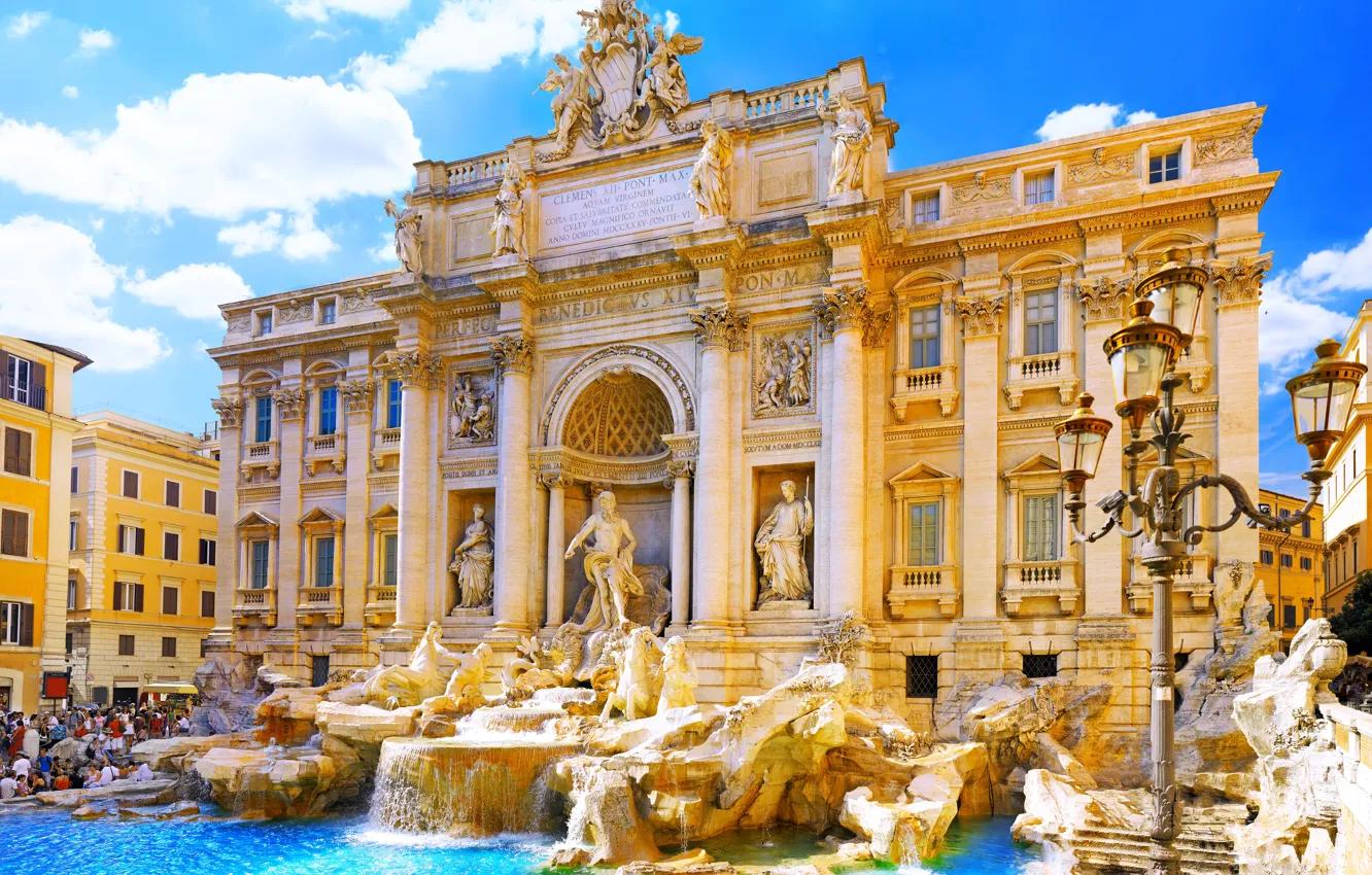 Photo wallpaper the city, Italy, italy, rome, Rome, the Trevi fountain, trevi fountain