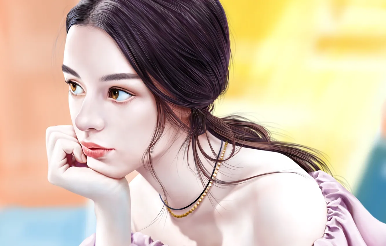 Photo wallpaper look, girl, art, Jinsung Lim