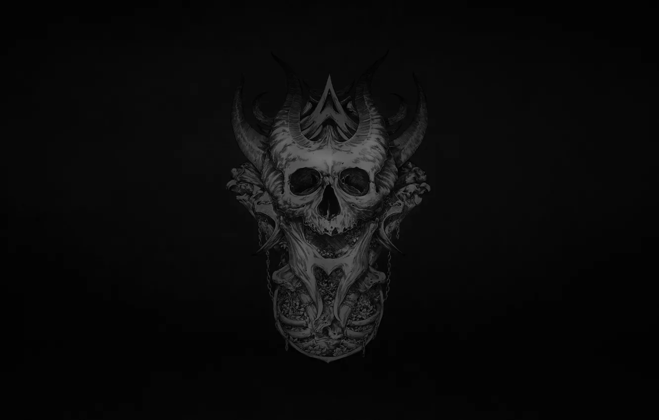 Photo wallpaper style, skull, minimalism, art, bones, sake, style, dead