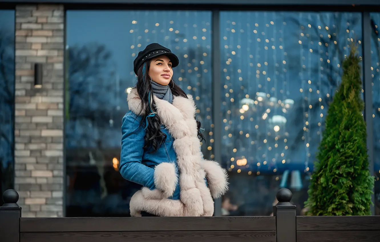 Photo wallpaper winter, model, pretty, brunette, A Diakov George