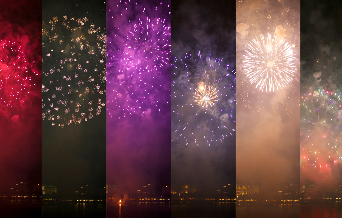 Photo wallpaper night, salute, fireworks