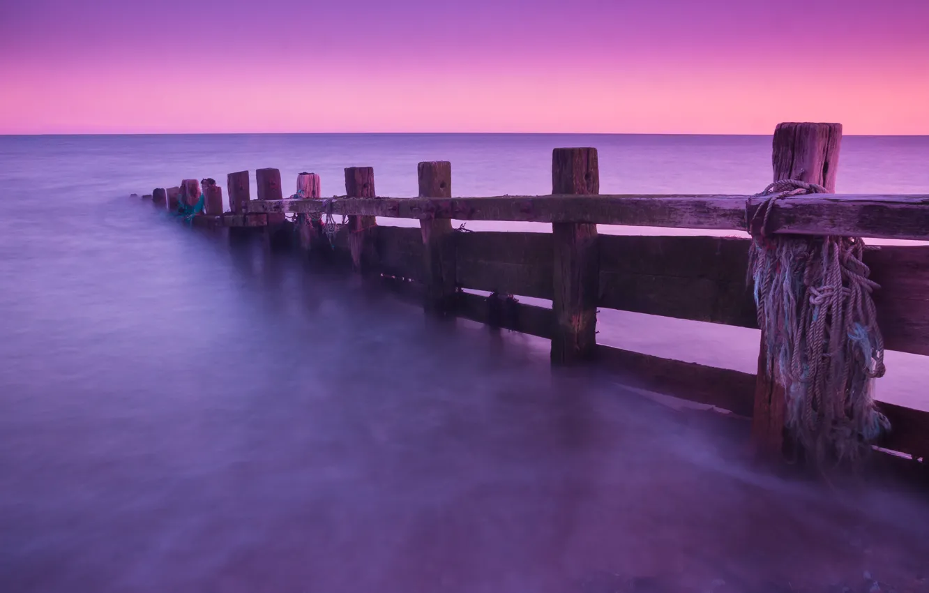 Photo wallpaper the ocean, dawn, support, England, Seven Sisters Country Park
