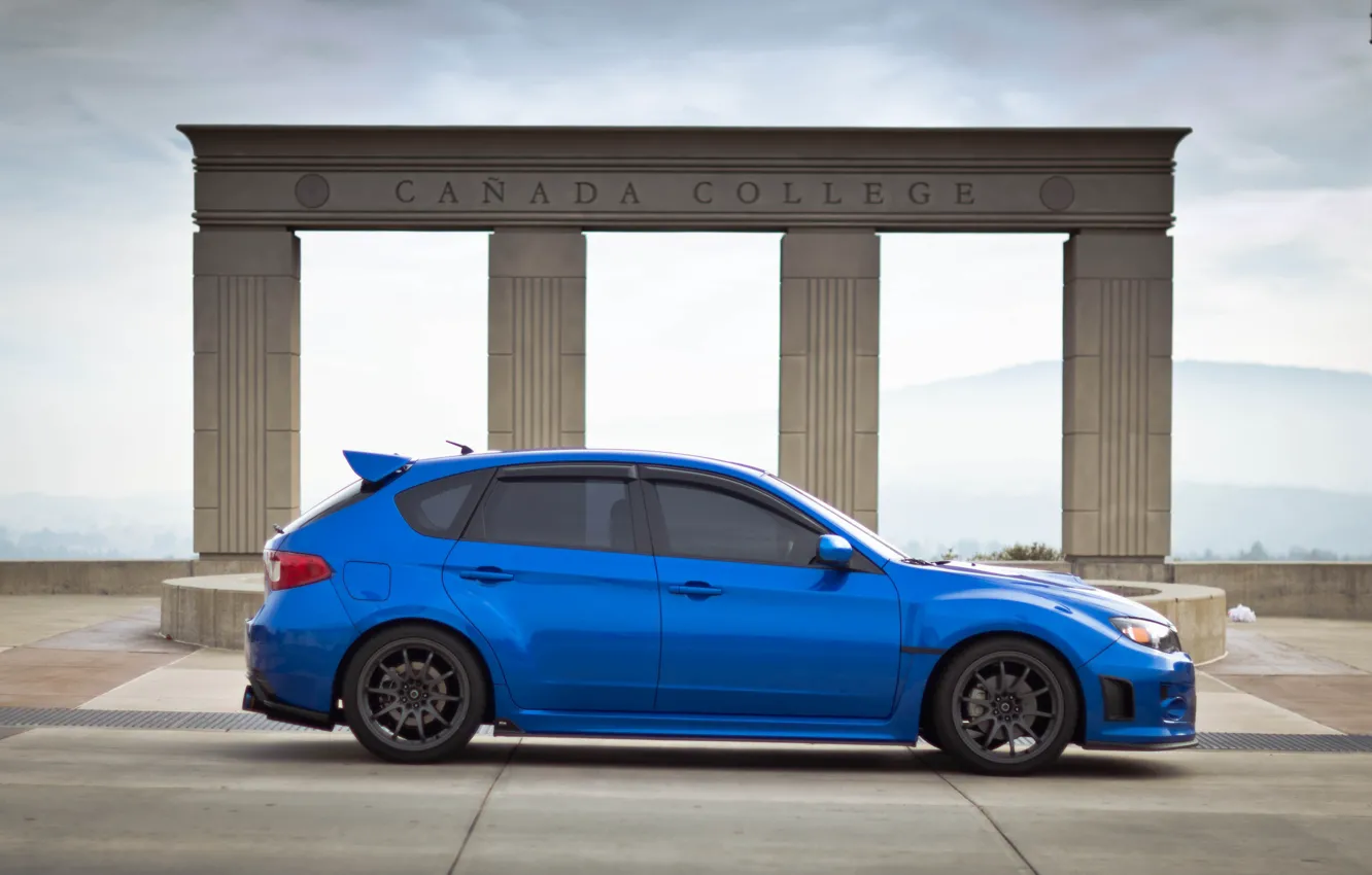Photo wallpaper Subaru, Impreza, profile, blue, Subaru, Impreza