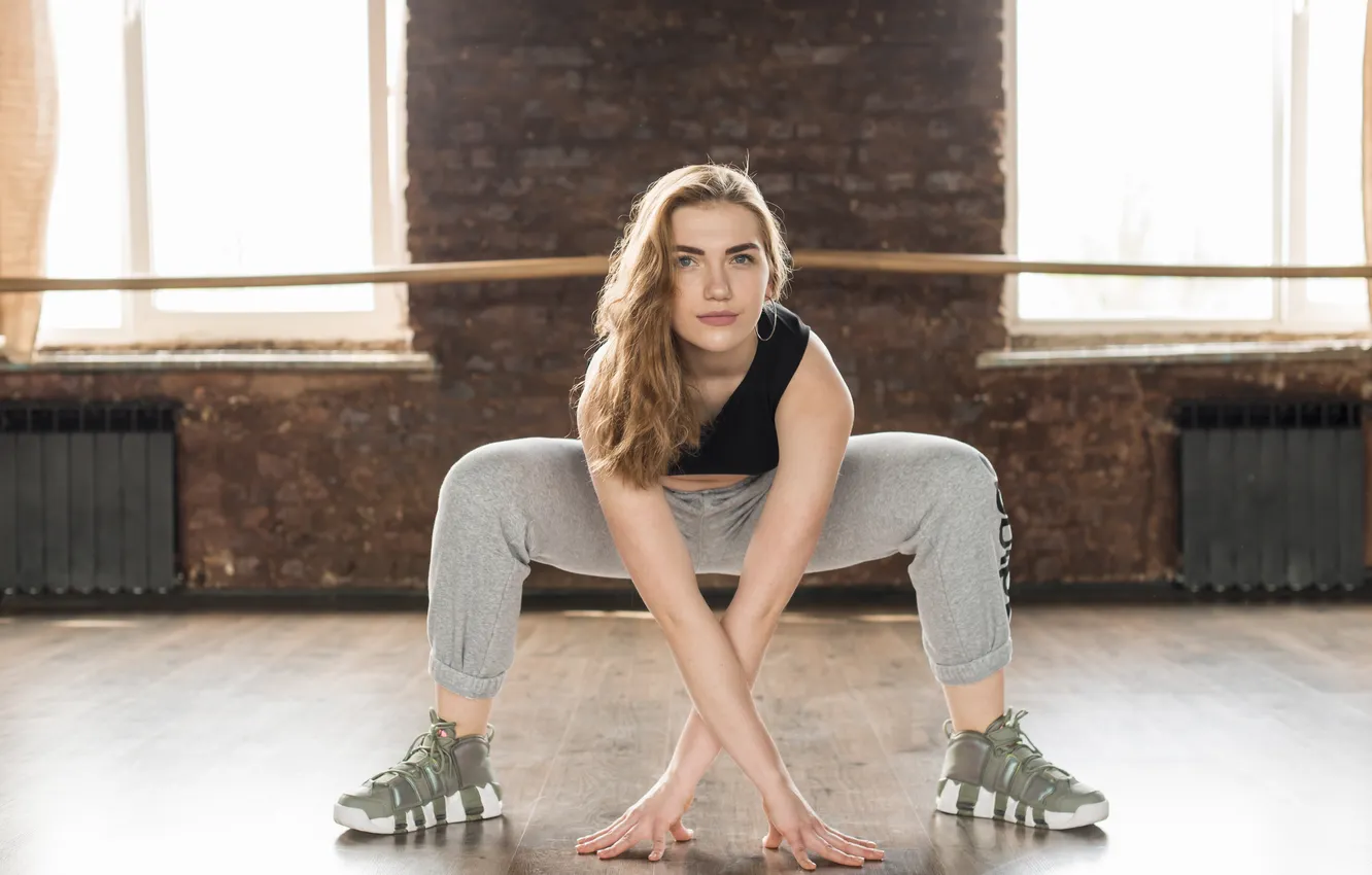 Photo wallpaper woman, young, exercise, clothing, fitness, doing