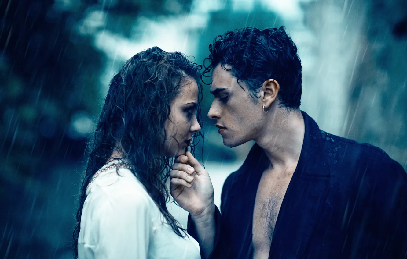 Photo wallpaper girl, love, rain, pair, guy, wet, Alessandro Di Cicco