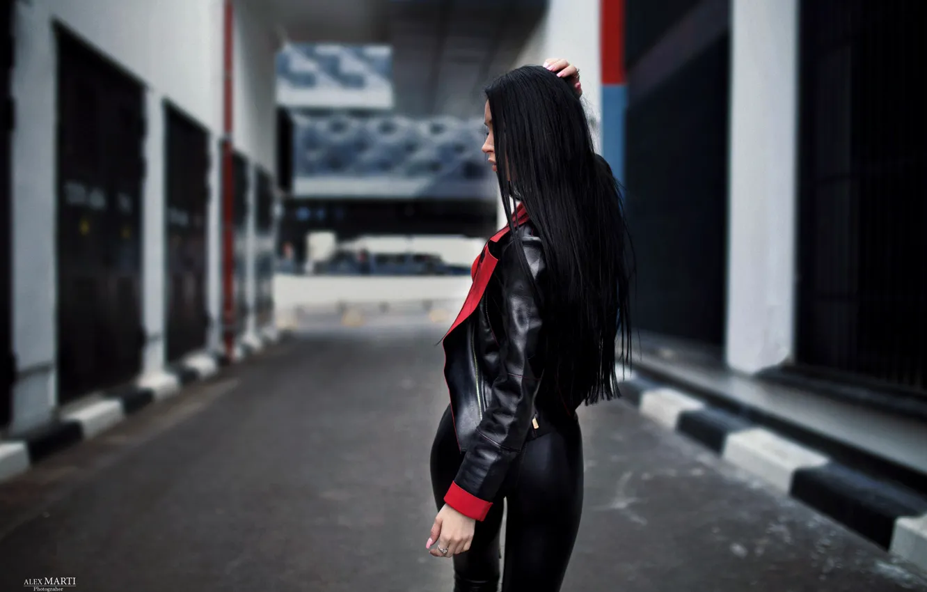 Photo wallpaper sexy, pose, model, figure, brunette, jacket, hairstyle, is