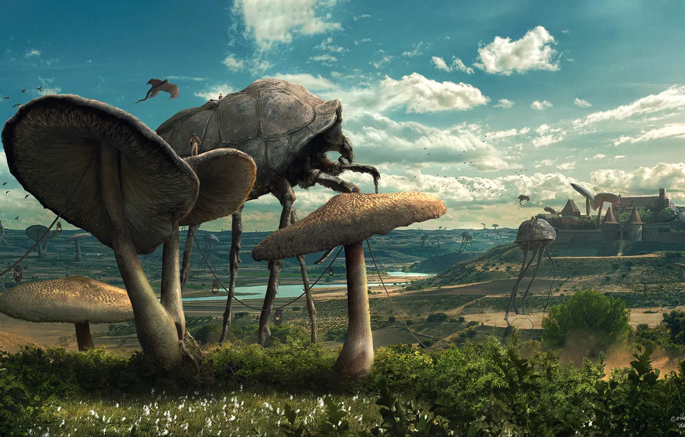 Photo wallpaper mushrooms, art, Morrowind
