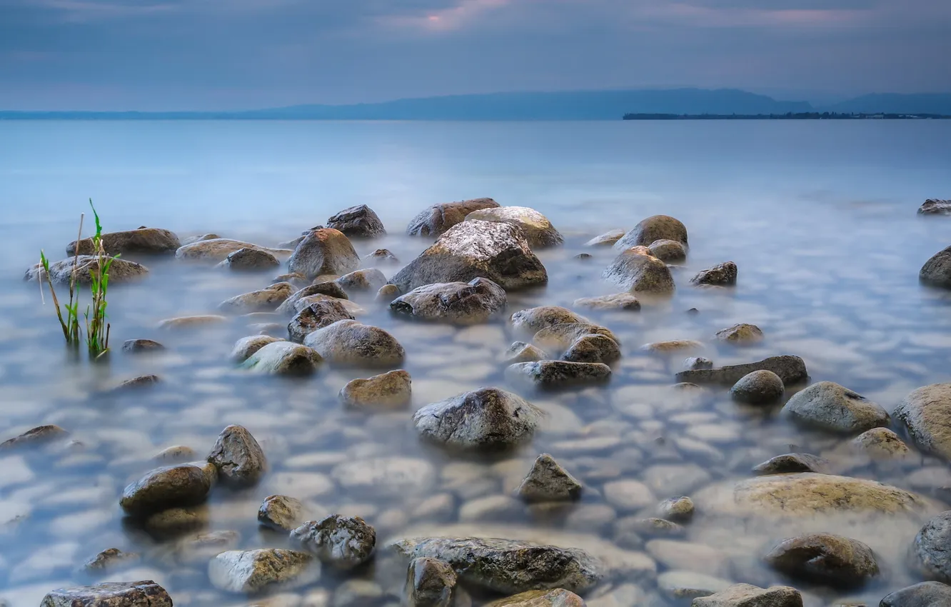 Photo wallpaper sea, landscape, stones