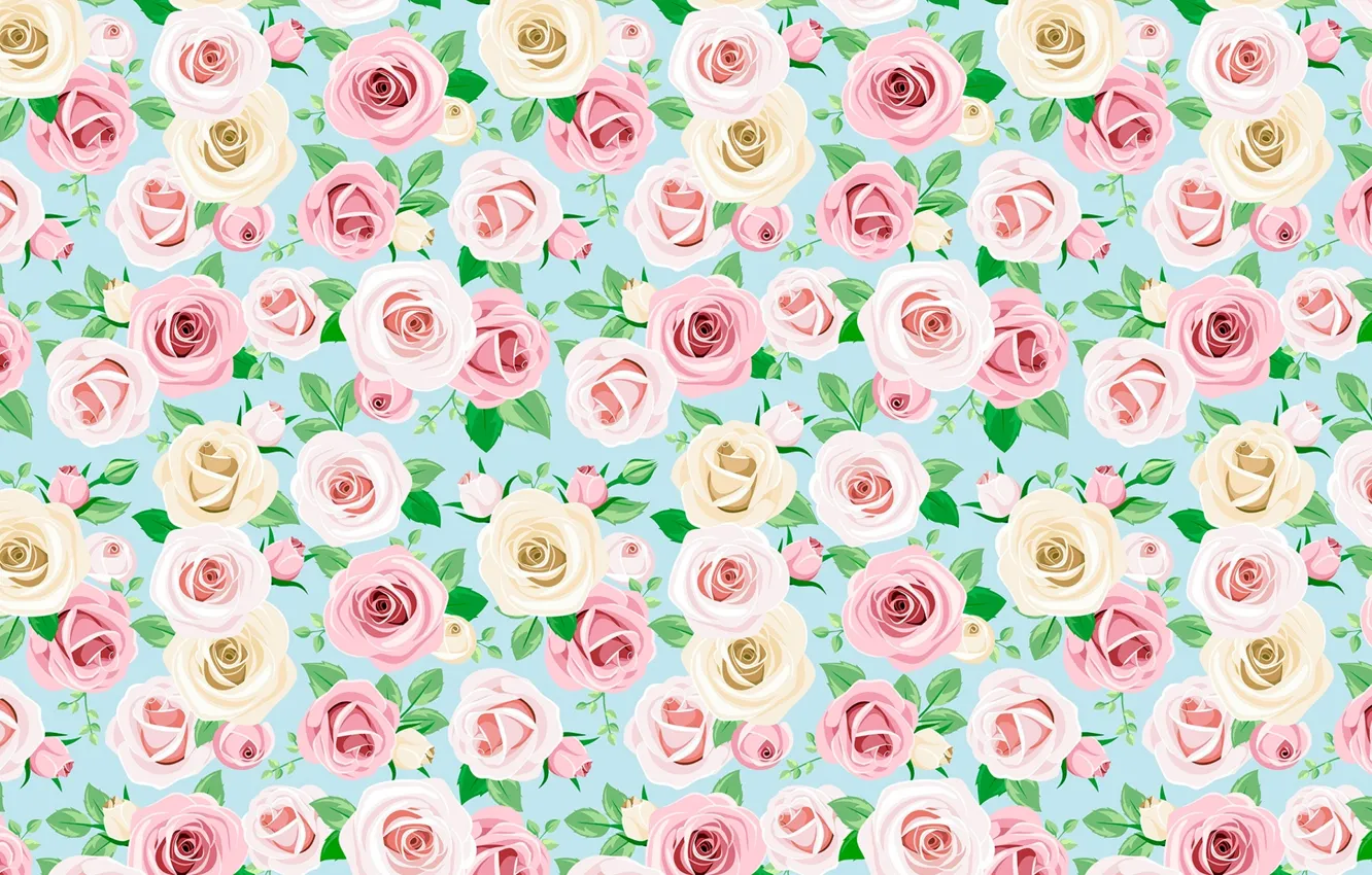 Photo wallpaper flowers, pattern, roses