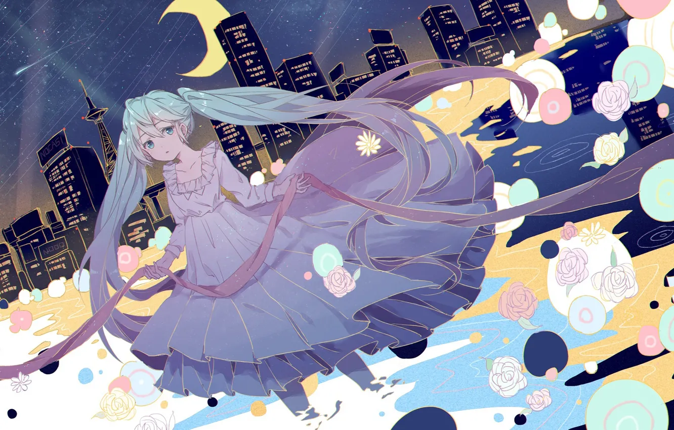 Photo wallpaper dress, girl, Vocaloid, Hatsune Miku