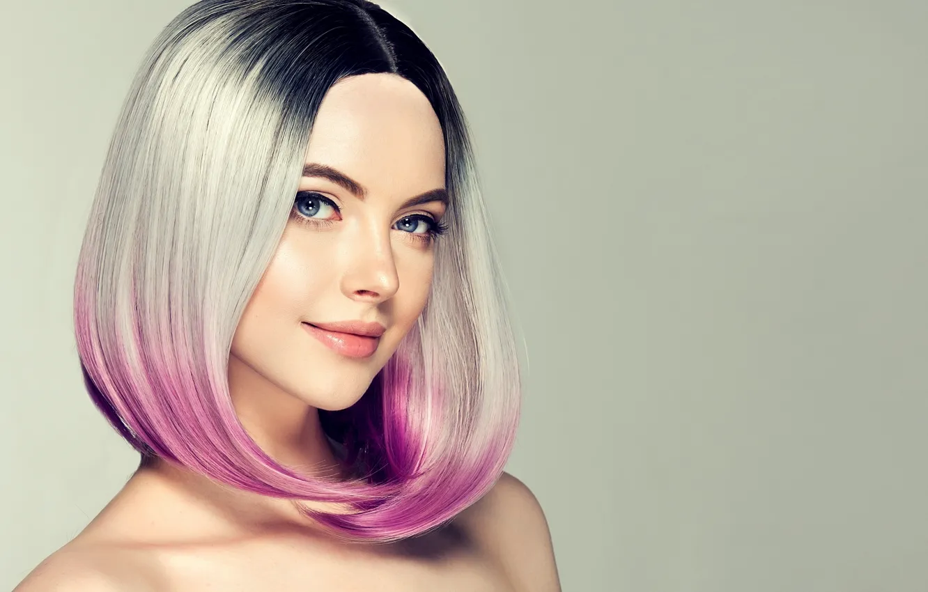 Photo wallpaper look, girl, smile, style, makeup, hairstyle