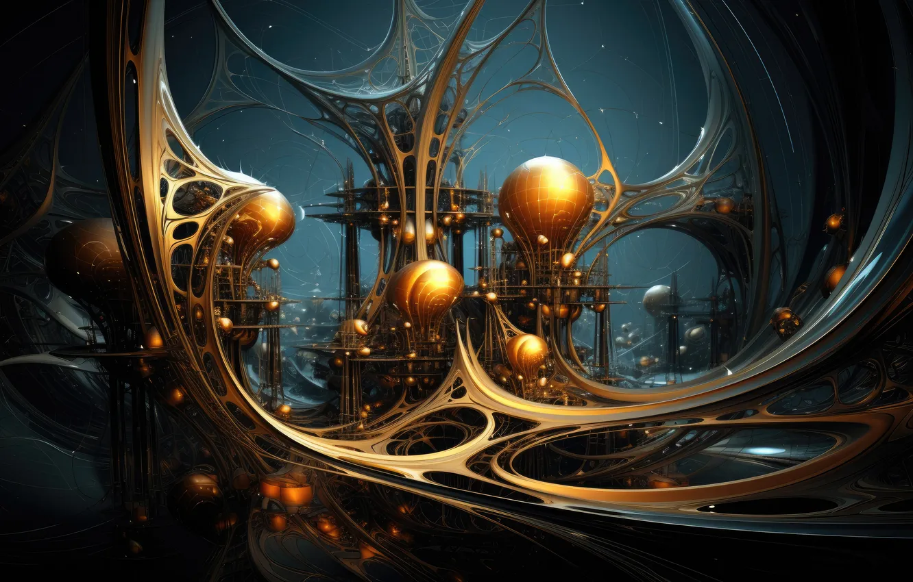 Photo wallpaper the sky, line, abstraction, the city, the dark background, movement, fantasy, fiction