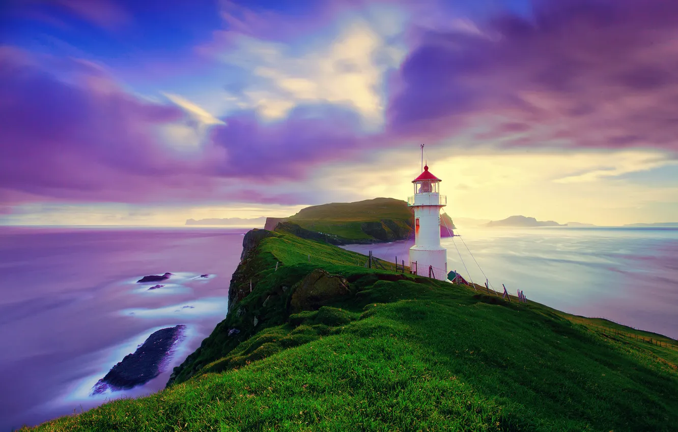 Photo wallpaper summer, the sky, clouds, the ocean, lighthouse, island, excerpt, day