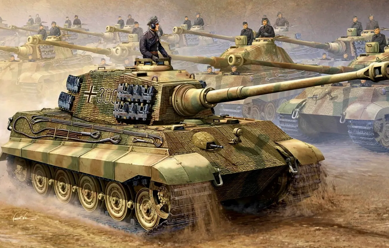 Photo wallpaper Stroy, heavy tank, Tiger II, PzKpfw VI Ausf. B, Royal tiger, the bypass