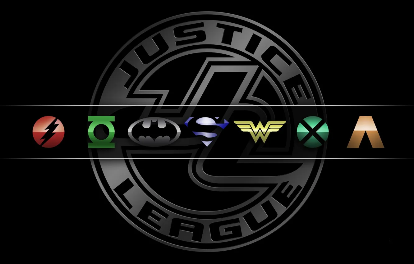 Photo wallpaper logo, Heroes, Wonder Woman, Batman, bat, Green Lantern, Superman, hero