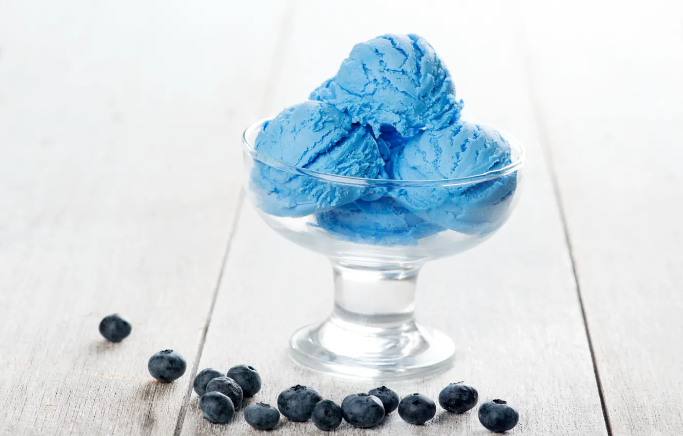 Photo wallpaper Balls, Blue, Sweets, Food, Ice cream, Blueberries