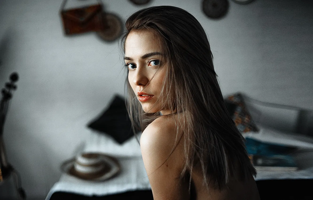 Photo wallpaper look, girl, photo, lips, Andrey Ermishin, Andrew Ermishin