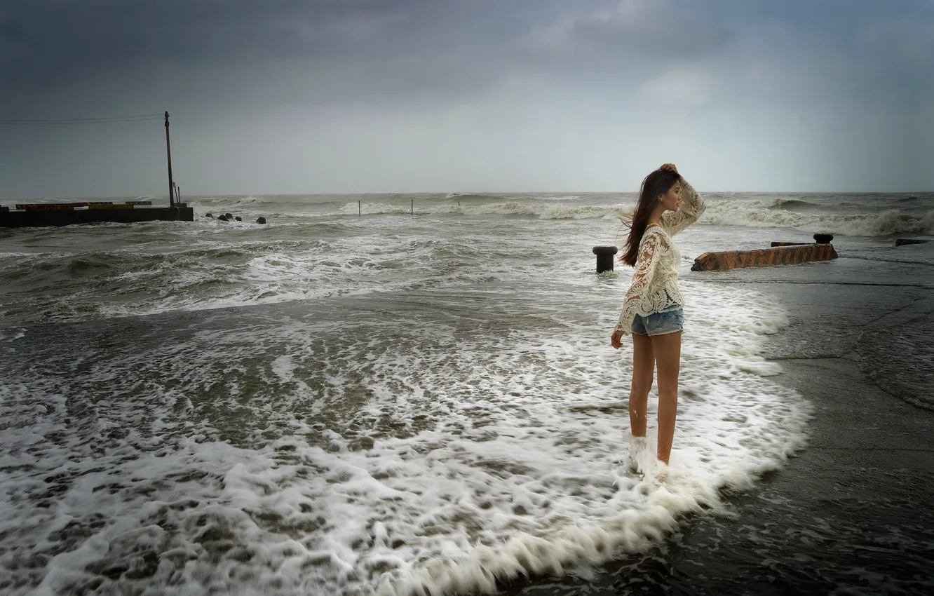 Photo wallpaper girl, background, Asian