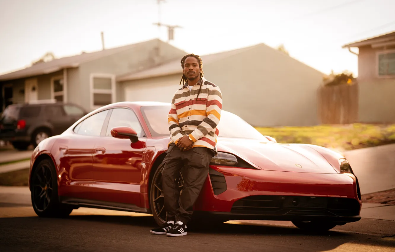Photo wallpaper rapper, Porsche Taycan, D Smoke