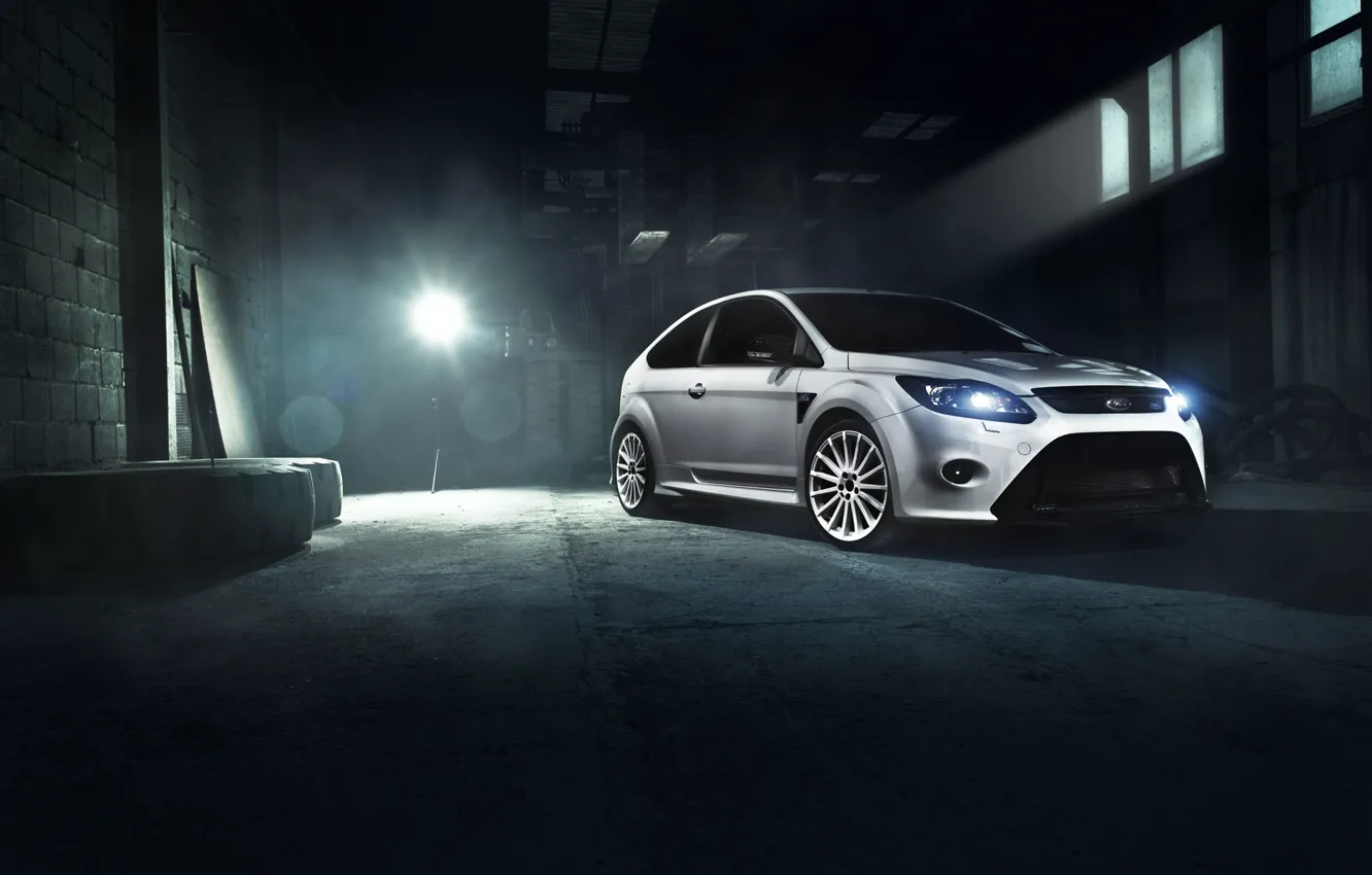 Photo wallpaper Ford, Car, Race, Focus, Front, White