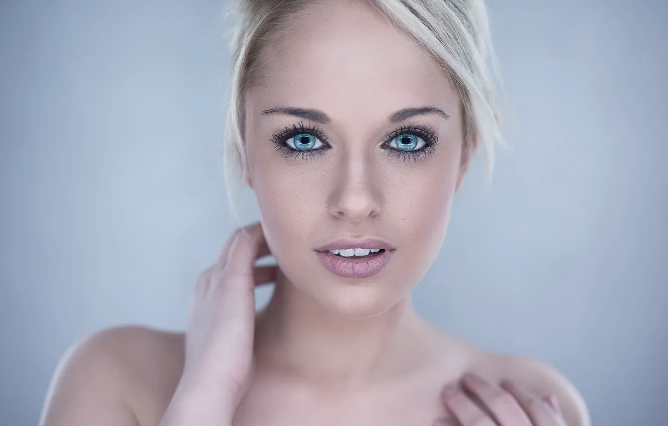 Photo wallpaper eyes, girl, blue, sweetheart, blonde, girl, beautiful, blue