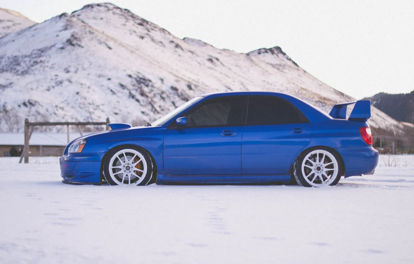 Photo wallpaper subaru, impreza, snow