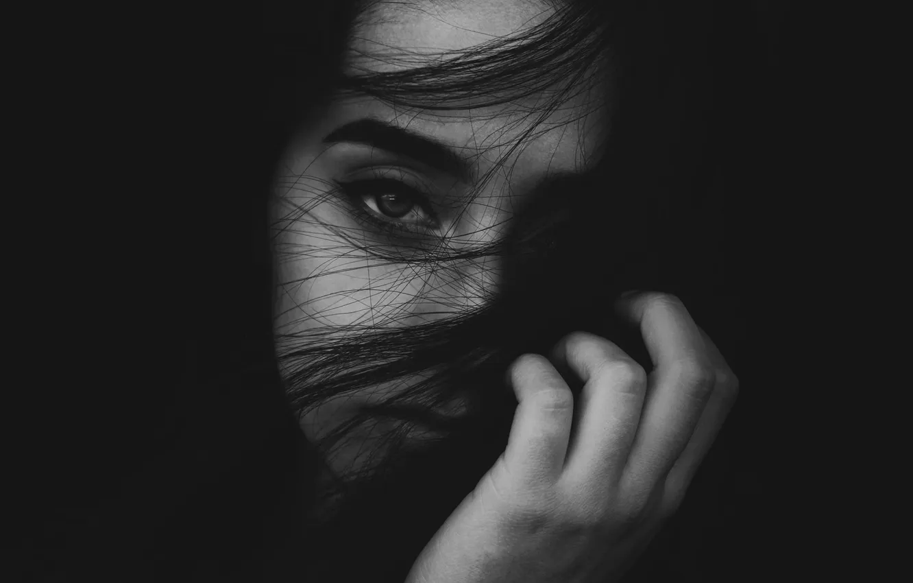 Photo wallpaper eyes, girl, brunette