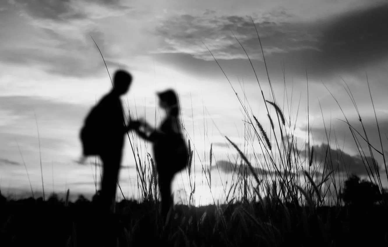 Photo wallpaper silhouette, pair, love, lovers