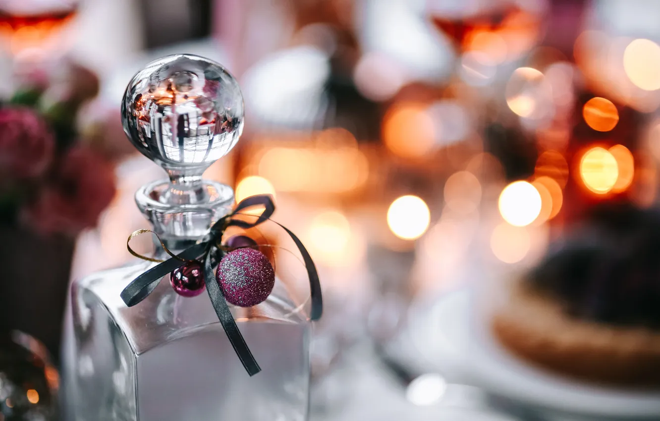 Photo wallpaper glass, cover, bokeh, decanter, stock
