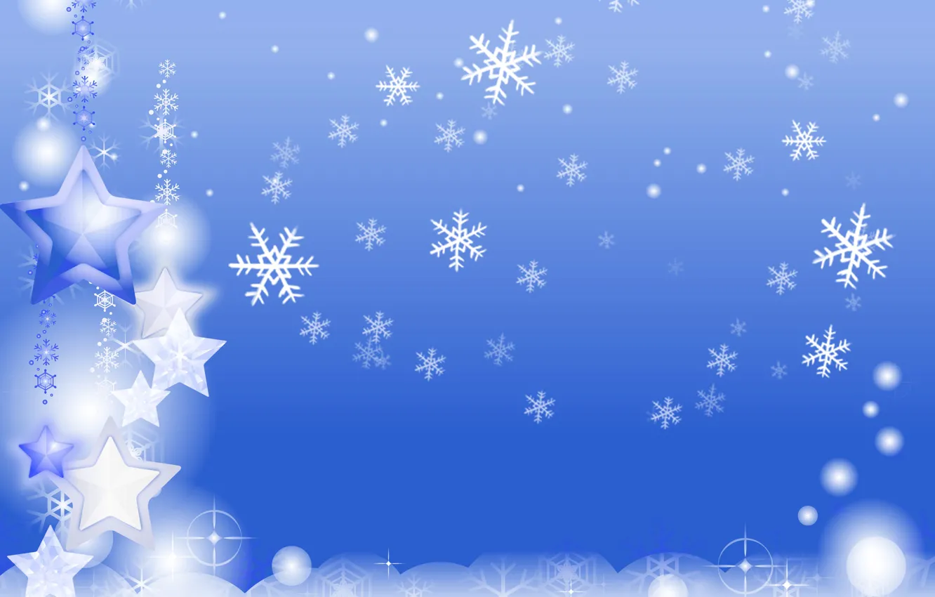 Photo wallpaper winter, snowflakes, holiday, new year, postcard