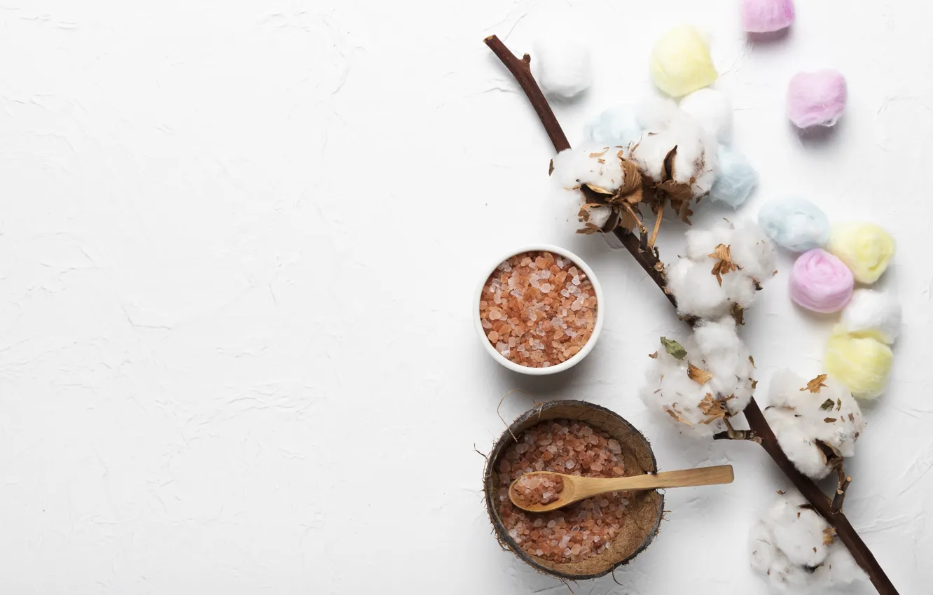 Photo wallpaper sprig, cotton, Spa, salt, spa, bath salt