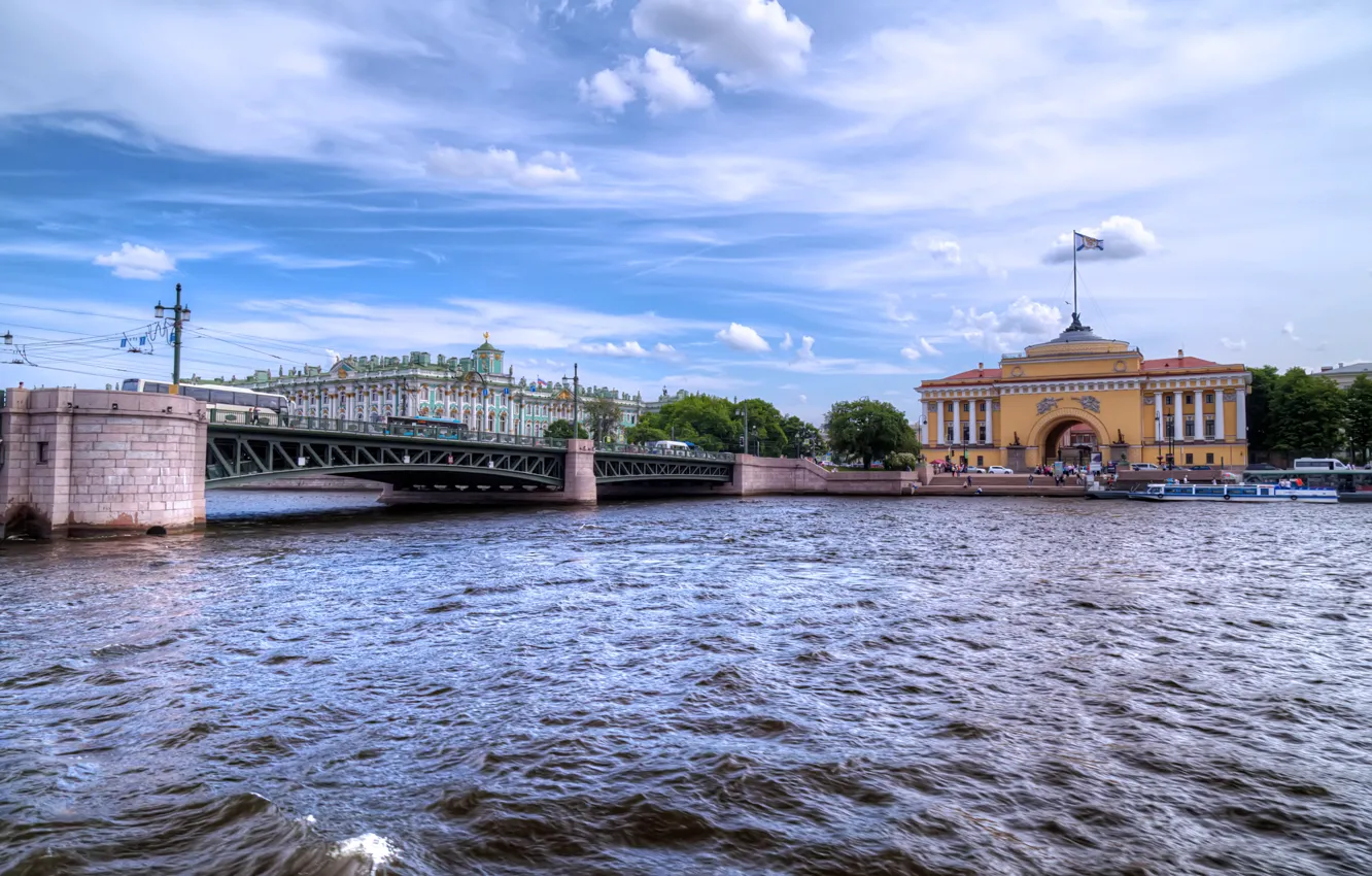 Photo wallpaper the sky, bridge, river, rivers, bridges, St. Petersburg, St Peterburg