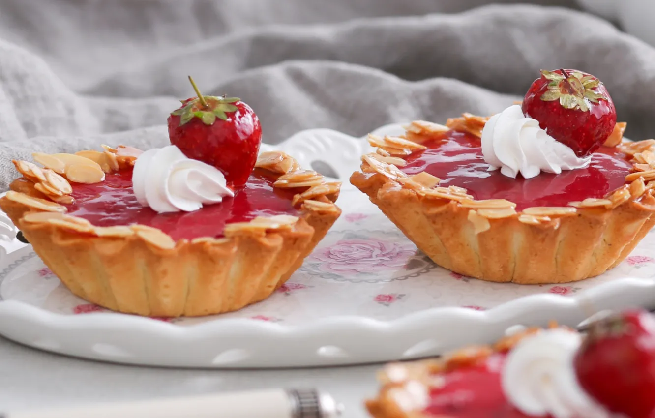 Photo wallpaper strawberry, jelly, tart